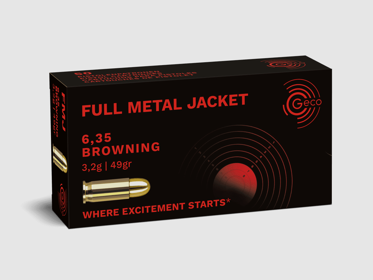 Geco 6.35 Browning Full Metal Jacket 49gr. - 50 pcs.