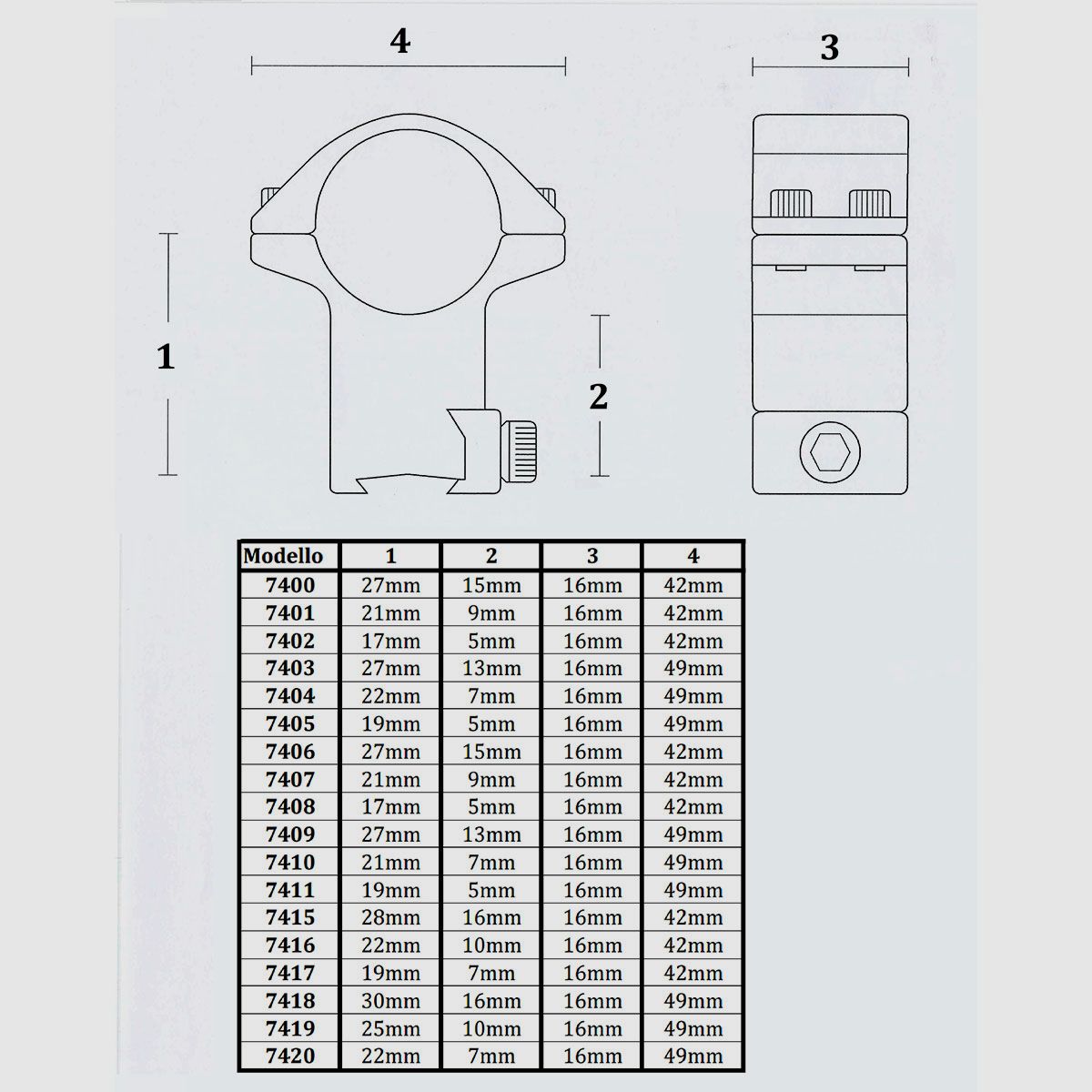 KONUS – QUICK RELEASE RINGEN VOOR PICATINNY EN WEAVER RAILS – MEDIUM Ø30MM, afbeelding 2 van 2