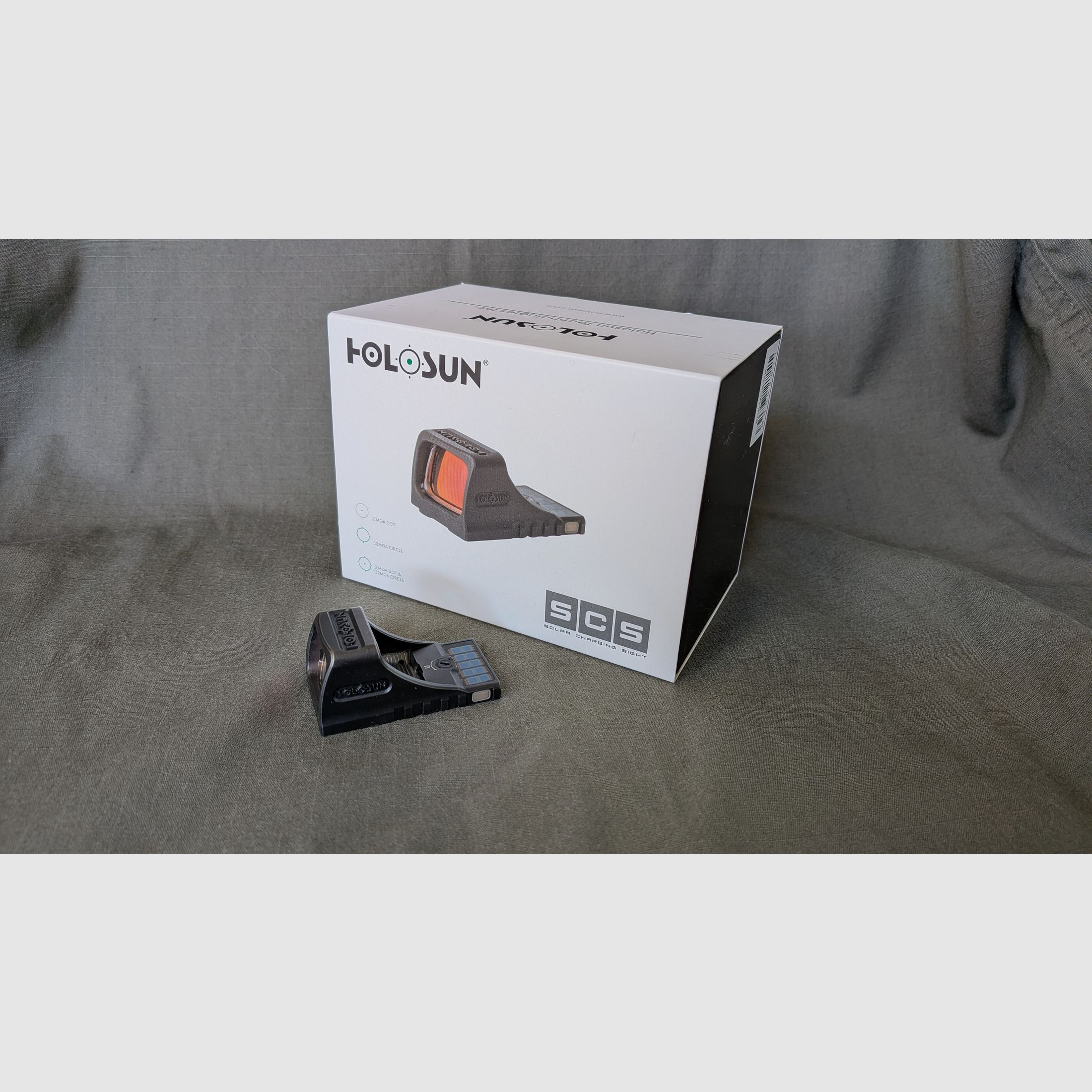 Holosun SCS-MOS-GR, red dot sight, Glock MOS, titanium, green reticle, image 1 sur 7