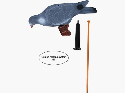 Waggle Taube beflockt XL 40 cm + 360°-Drehvorrichtung