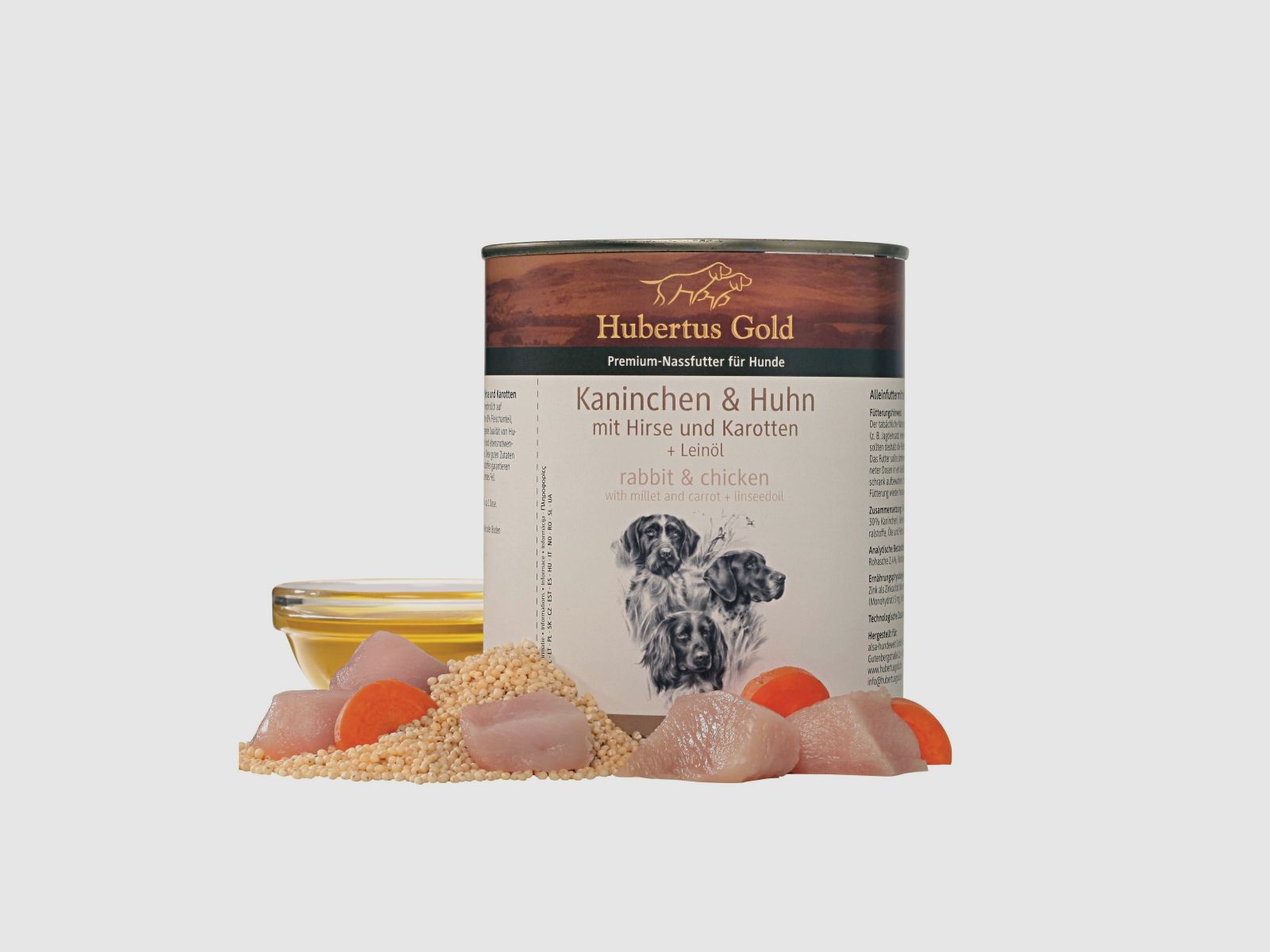 HUBERTUS GOLD Kaninchen & Huhn mit Hirse und Karotten 800g