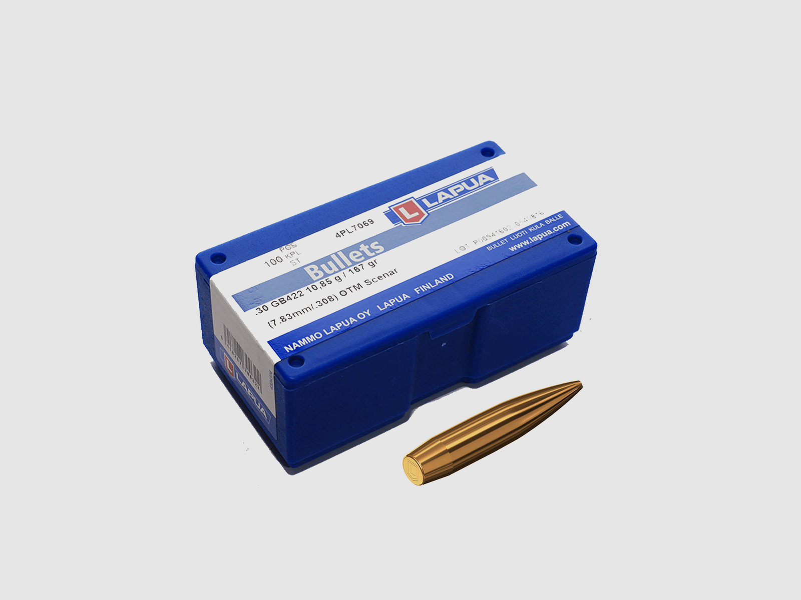 BULLE – LAPUA – .30 GB422 10.85g / 167gr (7.83mm/.308) OTM Scenar | (100PCS), image 1 of 2