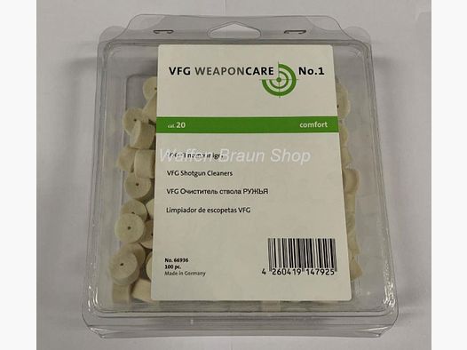 VFG Laufreiniger für Flinten "comfort".20 . Die Laufreiniger bestehen aus reinem Merino-Wollfilz.