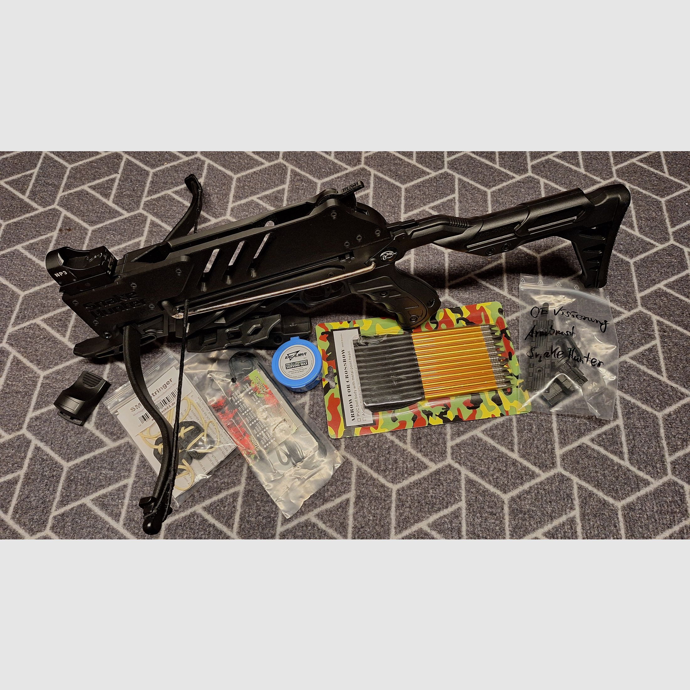 Pistola de ballesta "Snake Hunter" 7 disparos cargador/Punto Rojo/Bolsa-NUEVO!