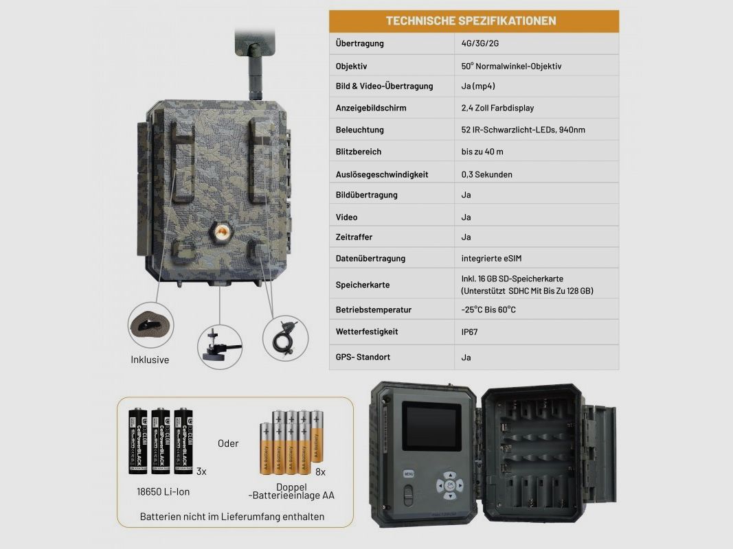 ICU Clom Cam6 Wildkamera 4G mit AI & GPS – Professionelle Wildkamera für Jagd und Geländesicherung, Bild 6 von 7