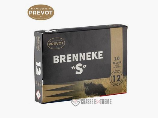 10 Patronen PREVOT Brenneke 'S' 24Gr Kal. 12/70 Halbblinde