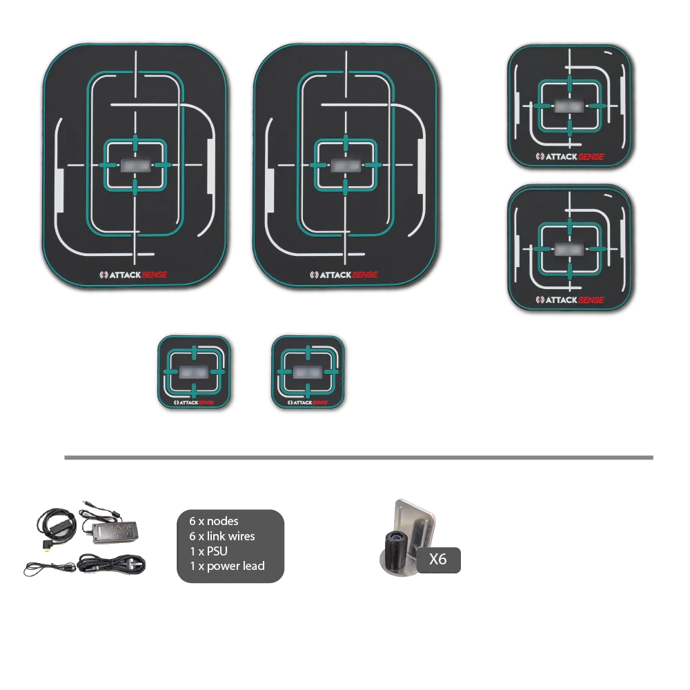 Pack of 6 Electronic Targets Attack Sense with Power Supply and Wall Mount