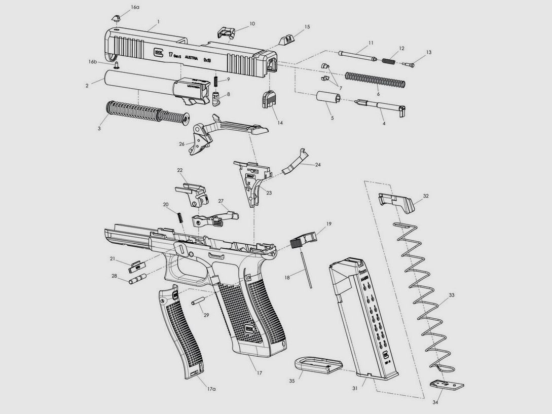 GLOCK Gen.5 Beiseitiger Verschlussfanghebel Standard [27] ambidextrous slide stop lever standard