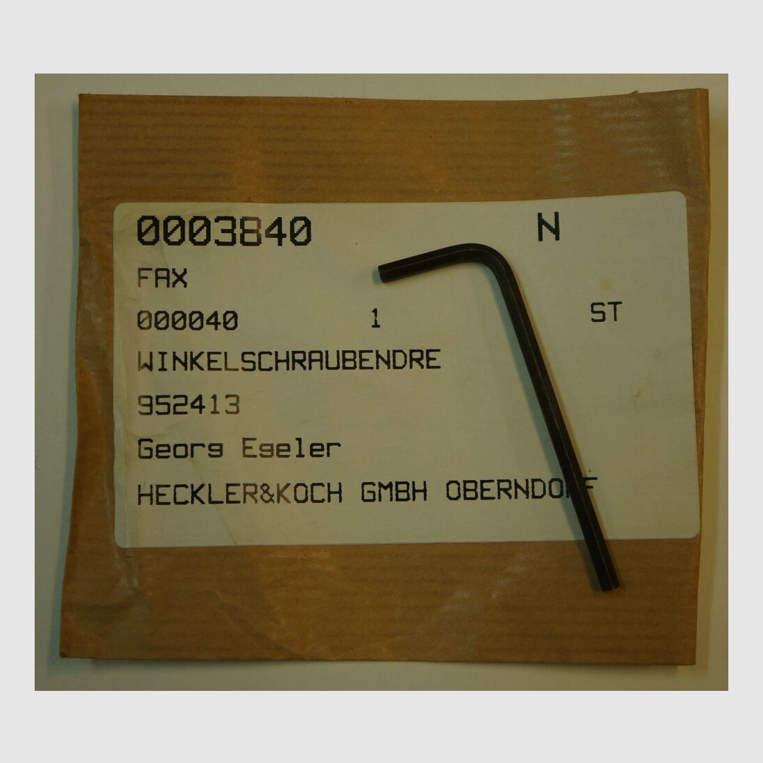 Heckler & Koch angle screwdriver, assembly key for quick-release assembly Heckler&Koch HK H+K HK300/HK270/SL6/SL7/HK770/HK630