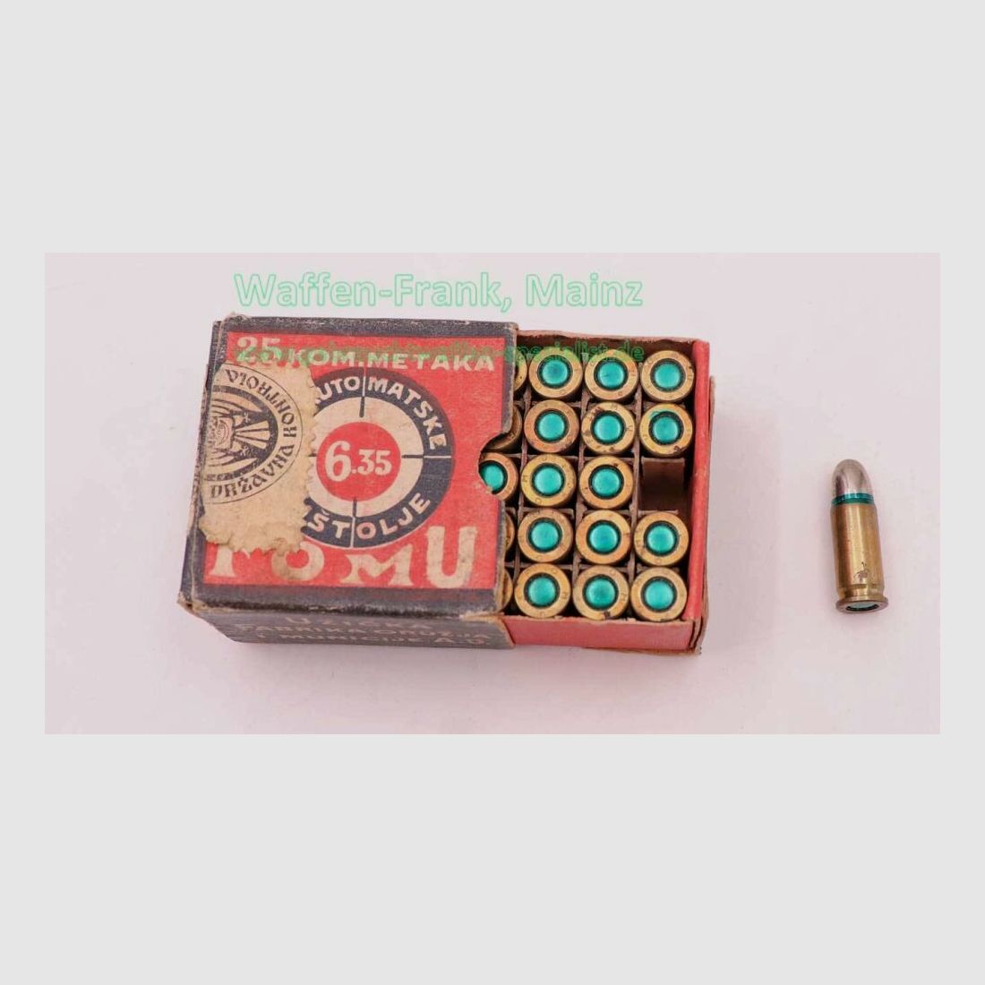 Munitions de pistolet yougoslave inconnues 6,35mm Browning/.25ACP