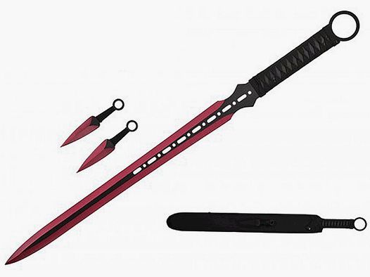 Ninja miecz i kunai z paskiem na ramię