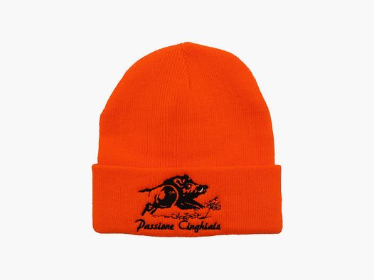 Berretto arancio con stampa Cinghiale