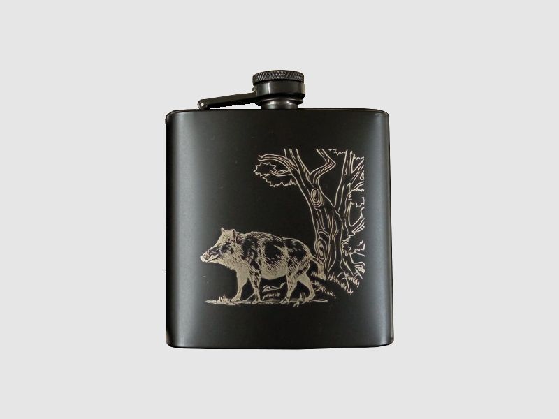 Jagd Edelstahl- Flachmann 180 ml mit Keiler Gravur