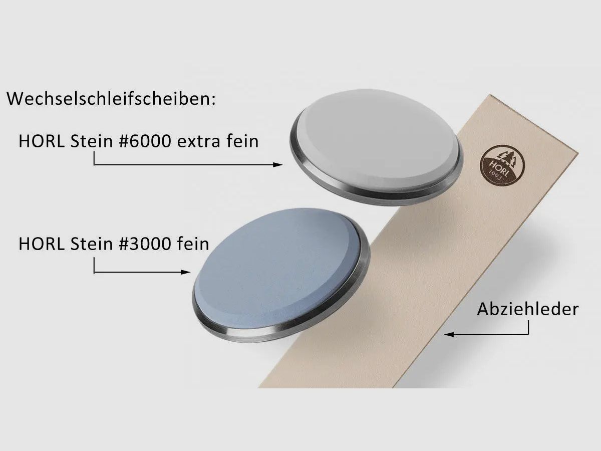 HORL Premium Sharpening Package (SET), interchangeable grinding disc, leather strop