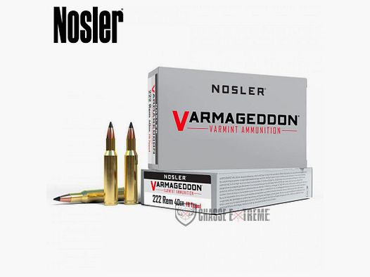 20 Cartridges NOSLER VGA Cal 222 Rem 40Gr VG FBT