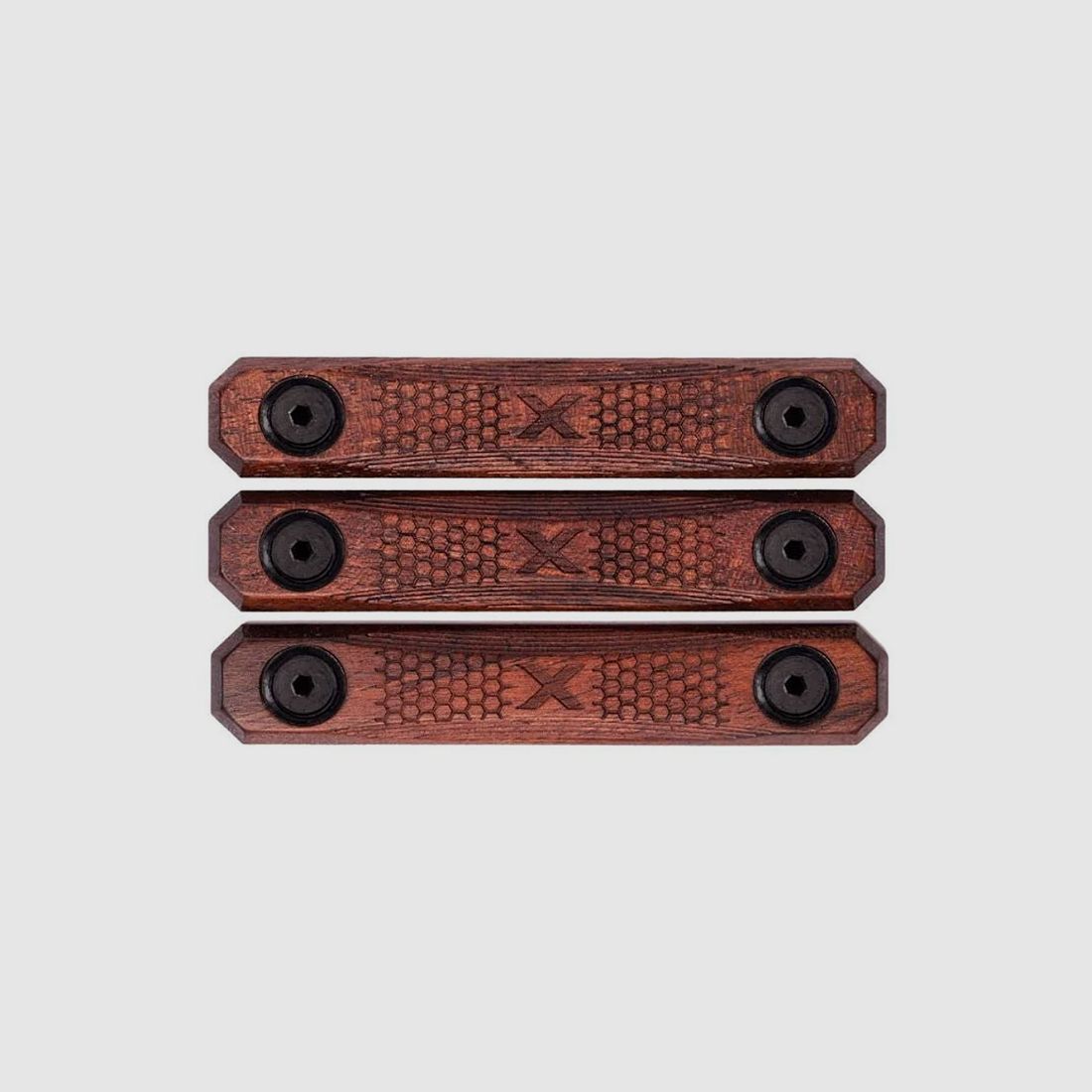 WOOX M-LOK Holz-Railcover Gen2 CHECKERED 3er SET, 2 Slots (2 M-LOK Langlöcher)