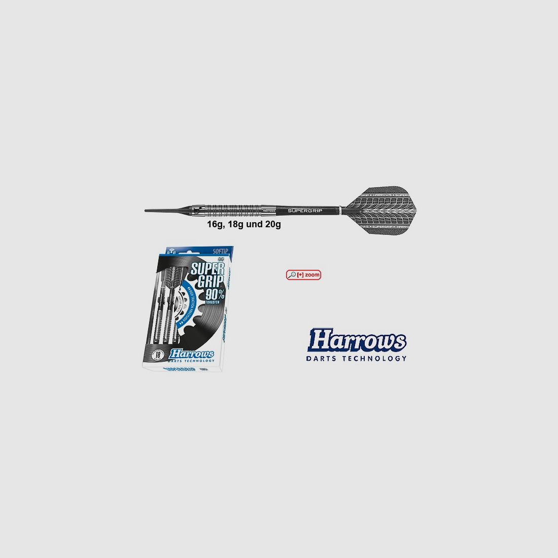 Harrows-Darts-Technology Supergrip 90% Soft 18g Dart & Zubehör