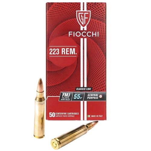 Munición Fiocchi .223 REM FMJ 55gr, número de lote: 6508043