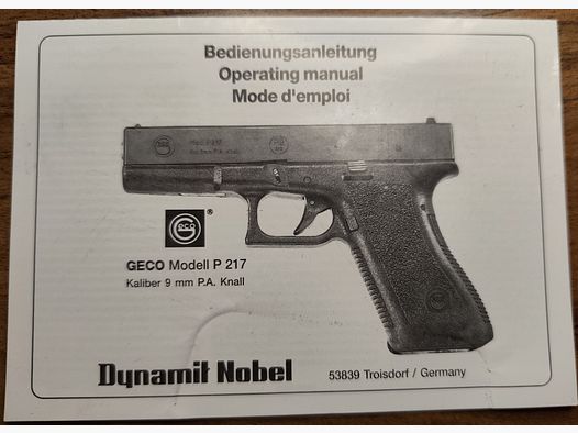 Dynamit Nobel GECO Modell P 217 Kaliber 9 mm P.A.K.