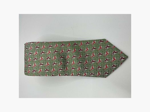 Corbata verde con puntos blancos, motivo ciervo rosa y lila