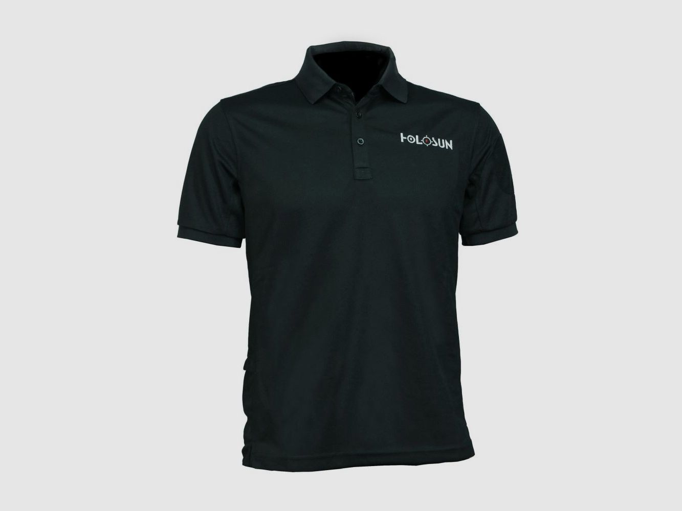Polo-Shirt mit Stick des Holosun Logos auf der Front- und Rückseite, Handytasche und Klettfläche für Klettpatch