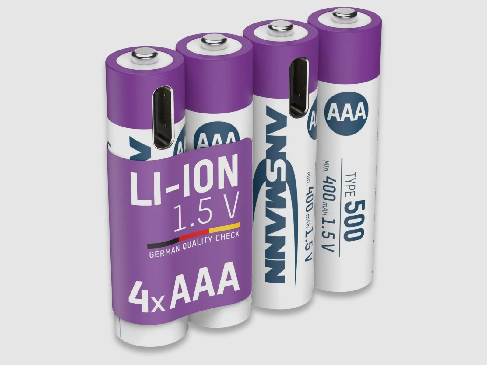 Ansmann batterie Li-Ion AAA confezione da 4 con cavo di ricarica