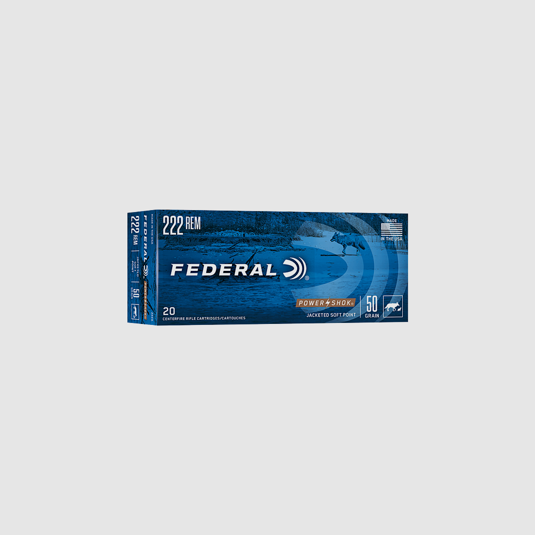 Federal Power Shok Patronen Kaliber 222 Rem 50 Grains, afbeelding 1 van 6
