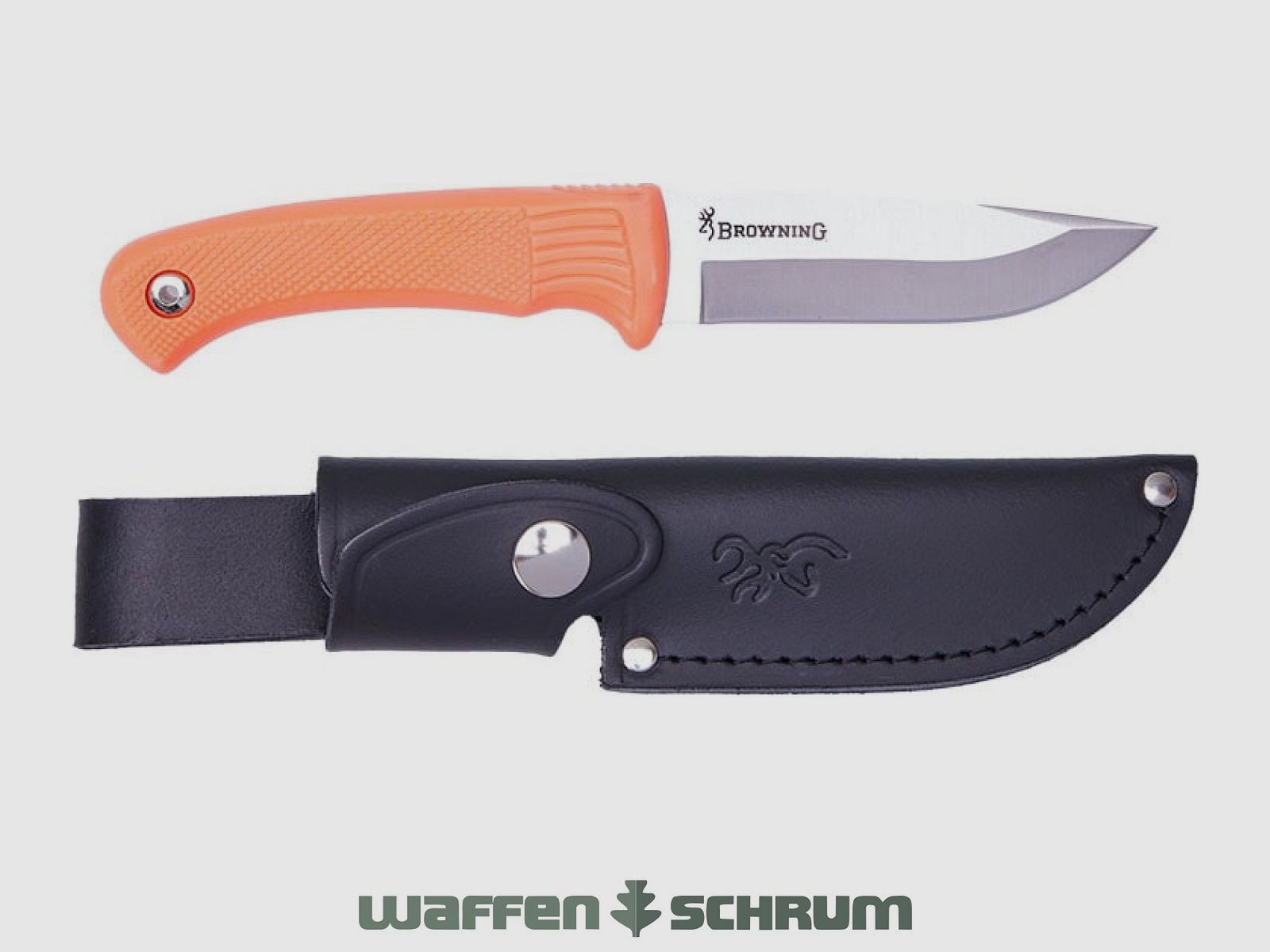 Browning Pro Hunter Fixed Rubber Fluo with leather sheath - Blade length: 10cm