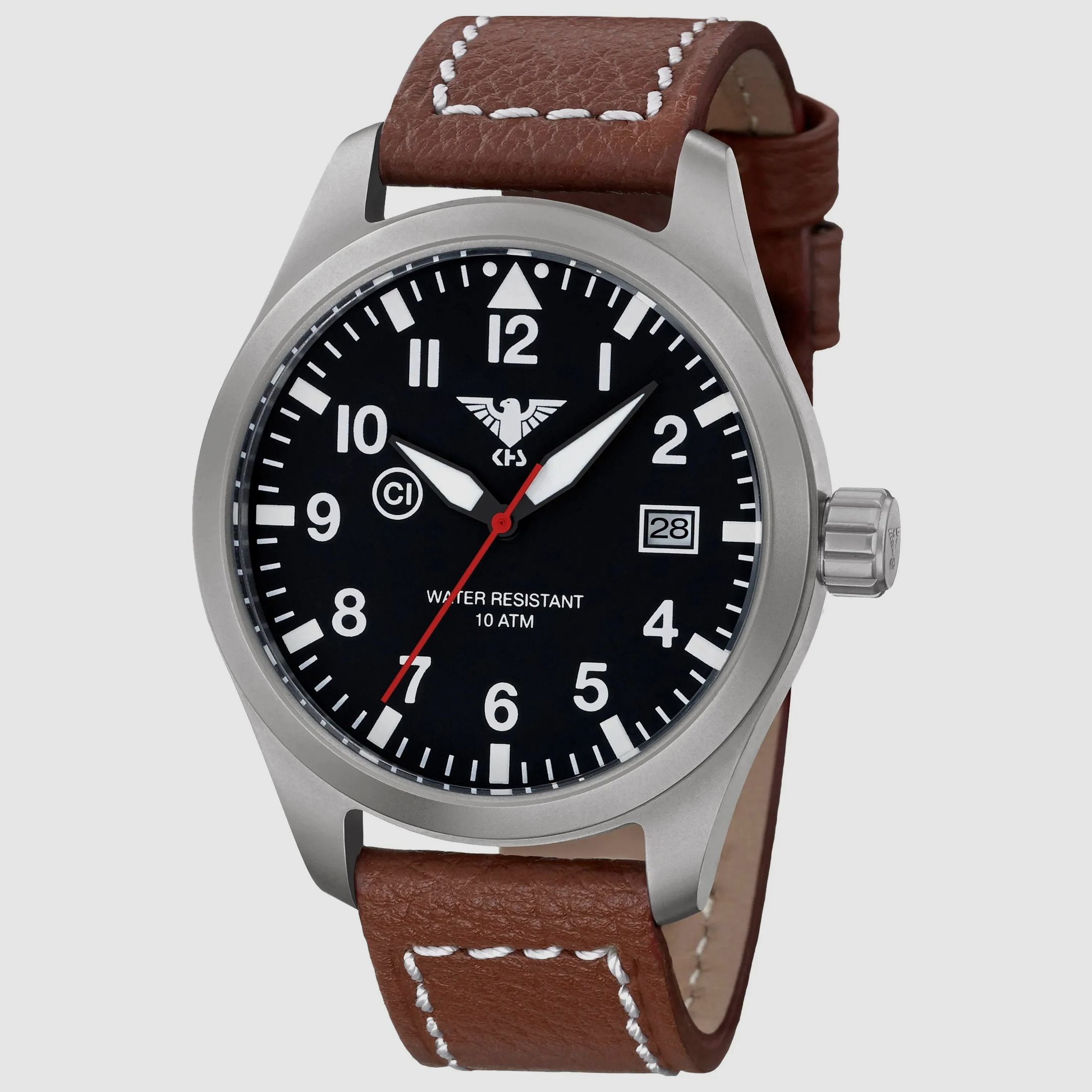 KHS KHS Uhr Airleader Steel Büffellederband braun