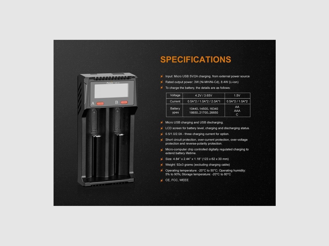Fenix - Chargeur de batterie ARE-D2 avec double compartiment, image 7 sur 7