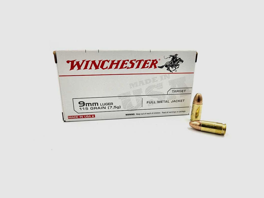 Munizioni WINCHESTER 9mm LUGER FMJ – FMJ 115gr