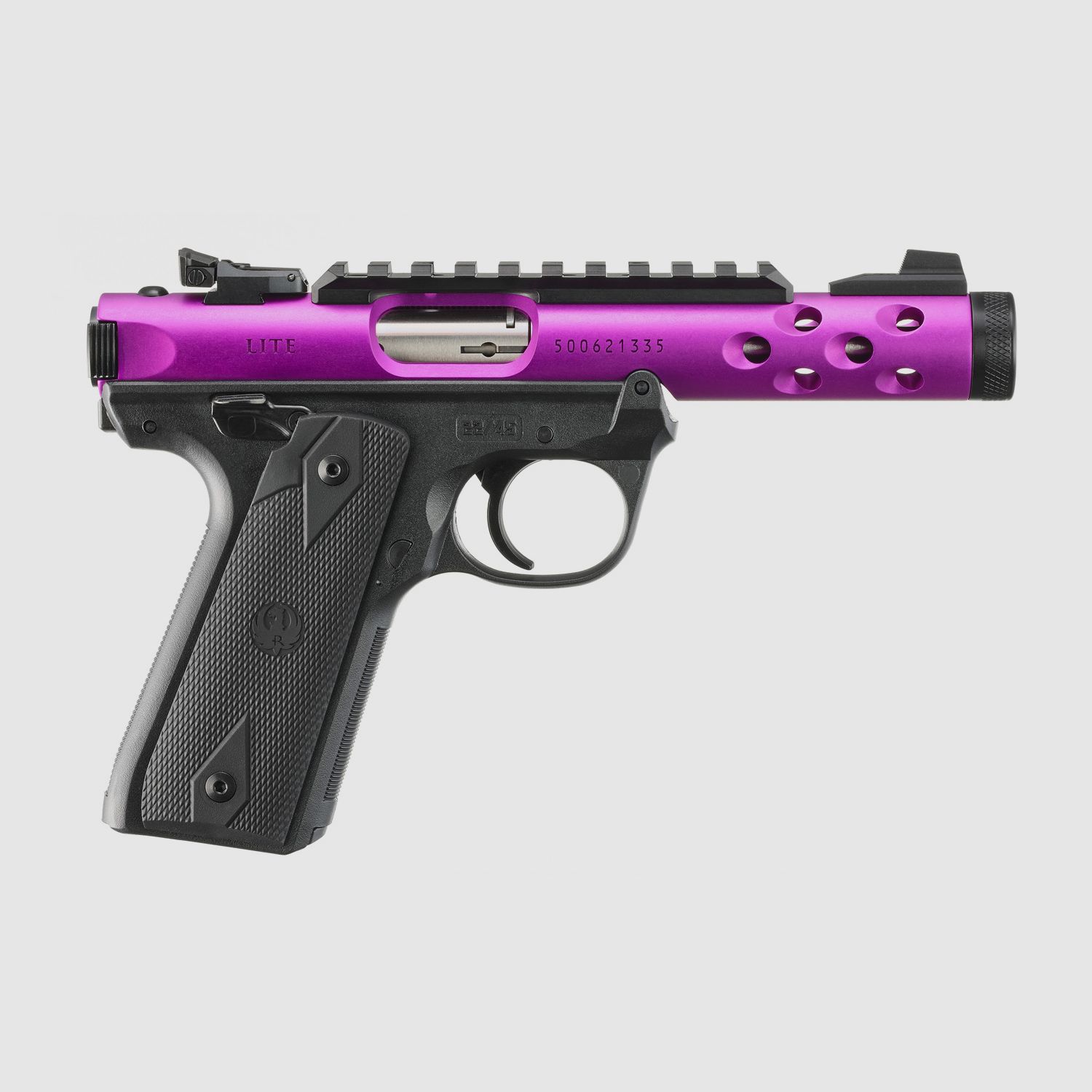 RUGER PISTOOL MARK IV 22/45 LITE .22 LR 4,4"/11,18CM PAARS ANODISEERD 1/2"-28