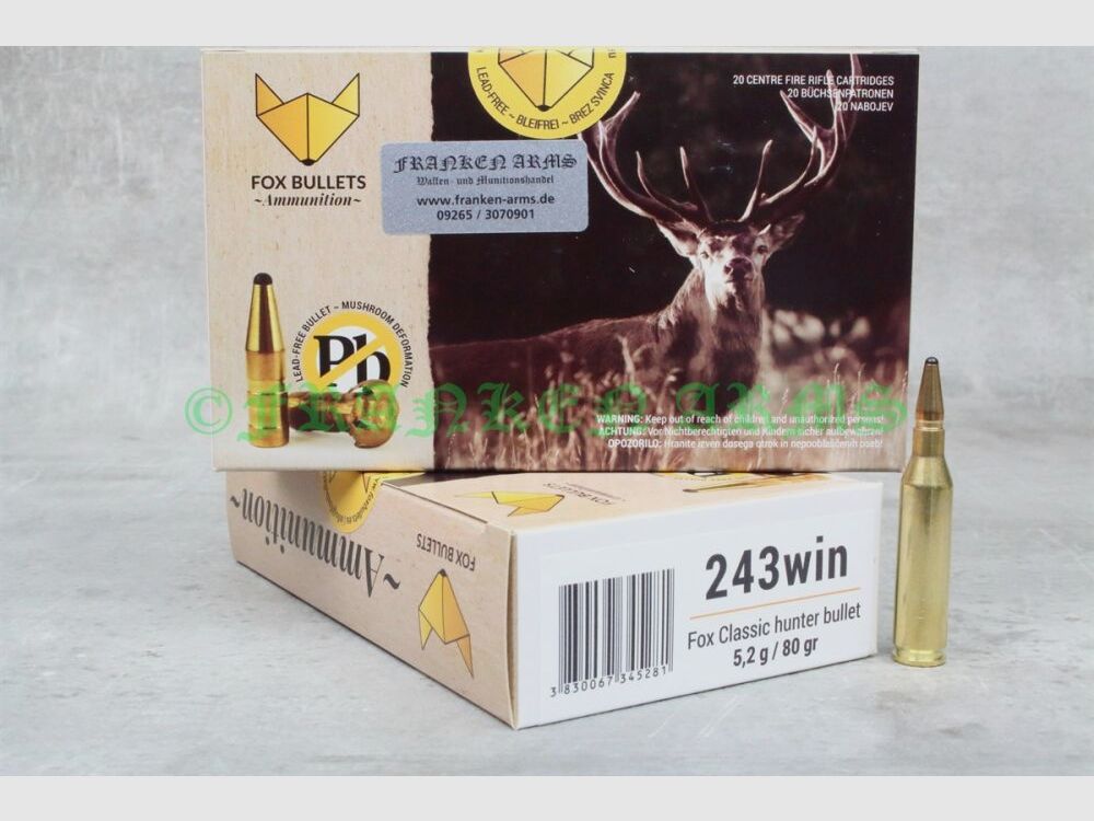 FOX	 Bullets Classic Hunter .243 Win. 80gr. 5,2g 20 Stück Staffelpreise