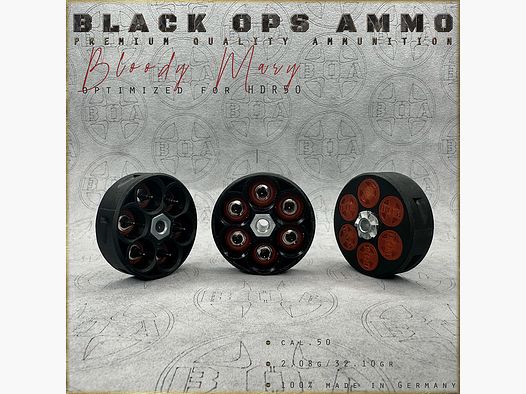 18x + 2 Bloody Mary BLACK OPS AMMO HDR 50 TR Kal.50 Munition T4E Umarex HDR50 TR50