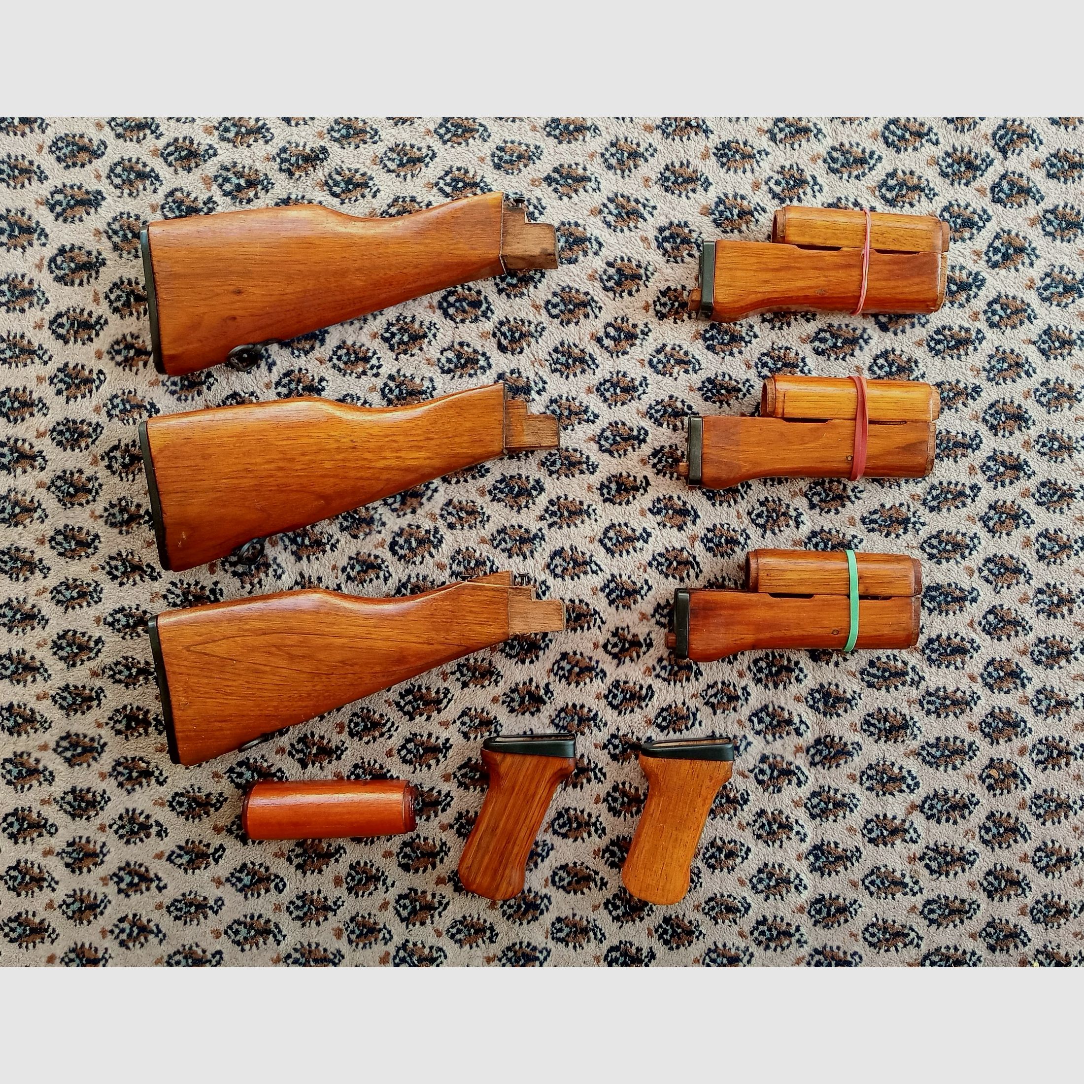 Chinesische Type-56 Schaft-Set aus "Chu-Wood" / Festschaft + Handschutz / Sino AK47  // Norinco SDM Polytech NEDI / Typ 56 