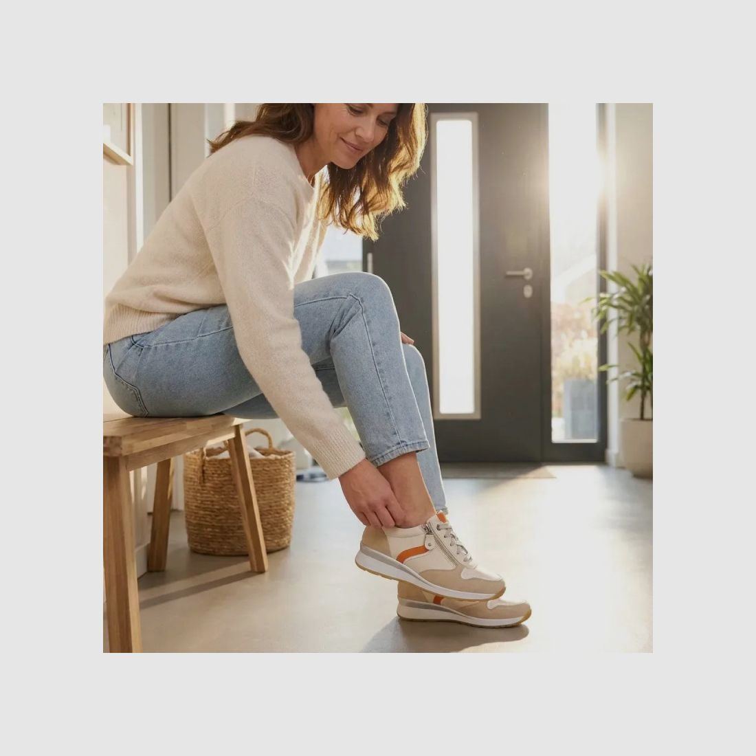 Beige/orange PU Sneakers with Zip - Comfort and Durability 37-41, image 4 of 8