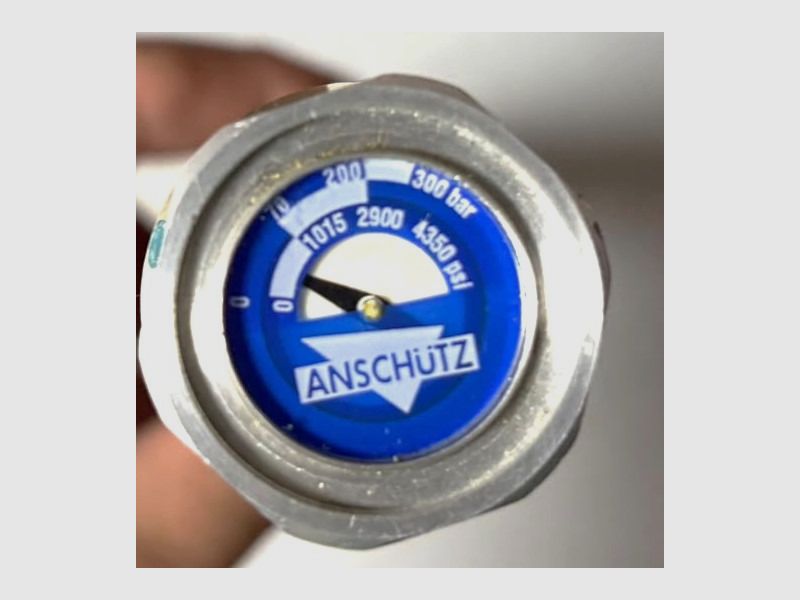 HPA persluchtpatroon Anschütz oud maar dicht tot 300 bar! Massieve VA uitvoering
