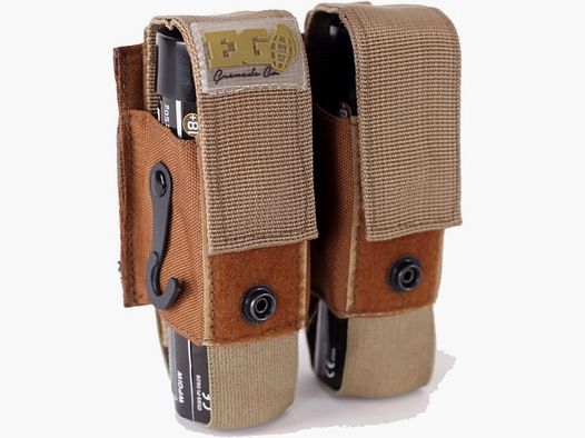 Bolsa doble Molle para granadas de humo Enolagaye (Desierto / Beige)
