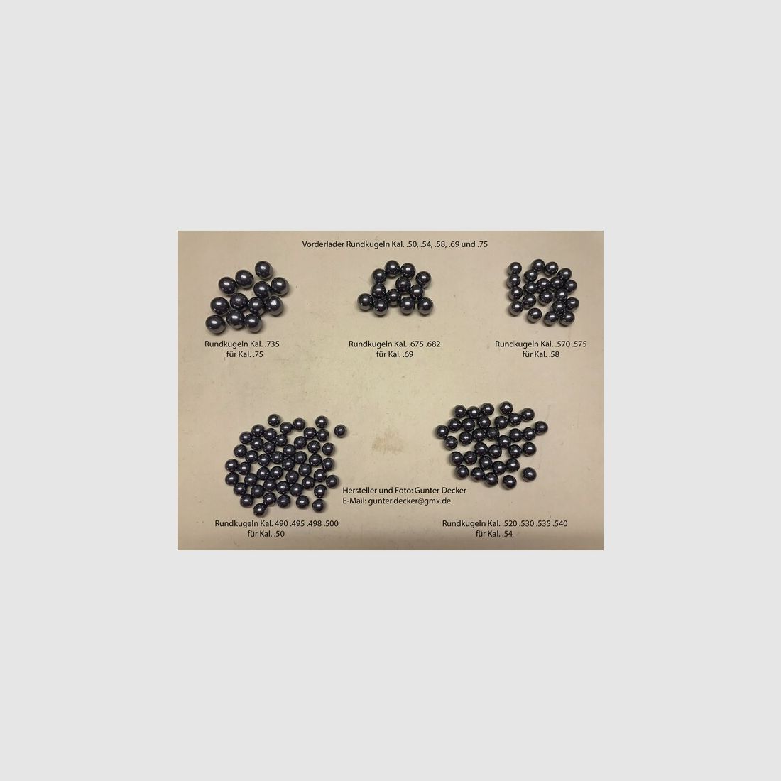 Rundkugeln Kaliber .675 17,15mm sowie Kal. .682 17,32mm für Vorderlader Gewehre Musketen Kaliber .69