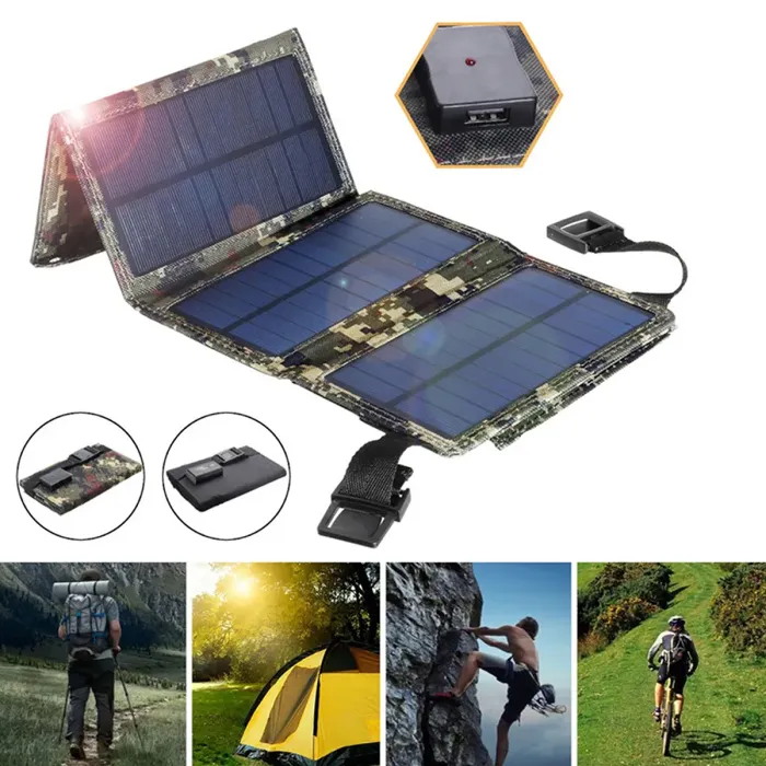 Piccolo pannello solare pieghevole con porta USB 10-20 watt in Digital Camo Green, immagine 5 di 7