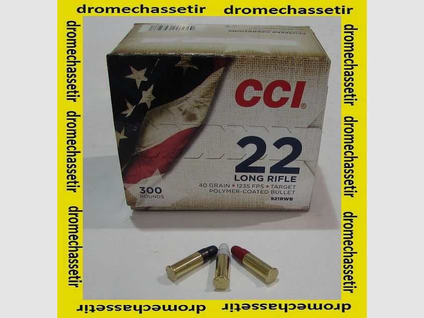 Kiste mit 300 Patronen .22LR der Marke CCI Modell Patriot Blau Weiß Rot, Gewicht 40gr