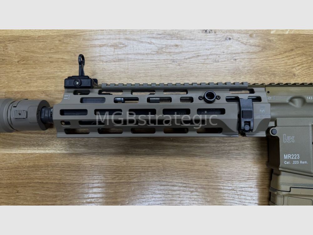 Heckler & Koch MR223 A3 Slim-Line 11" Lauf - halbautom. Büchse .223Rem MGBs Sondermodell FDE Edition inkl. Schalldämpfer ASE UTRA Dual 556-Short-QM2 Gen2 Cerakote FDE - zivile Version HK416 / G95K / G38 G95A1 / G95KA1 / mit Upgrades