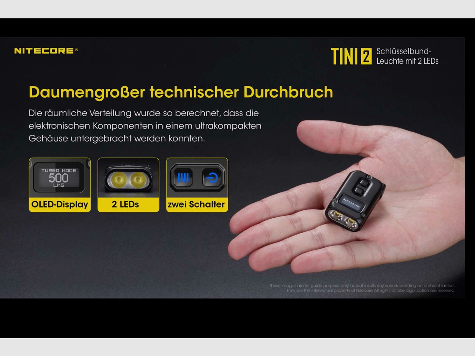 Nitecore TINI2 schwarz LED Taschenlampe 500 Lumen