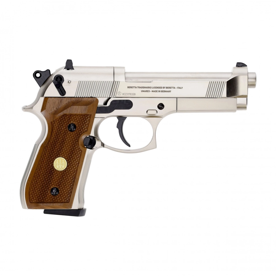 Pistolet wiatrówka Beretta M92 FS nickel/wood 4,5 mm Diabolo CO2, zdjęcie 1 z 7