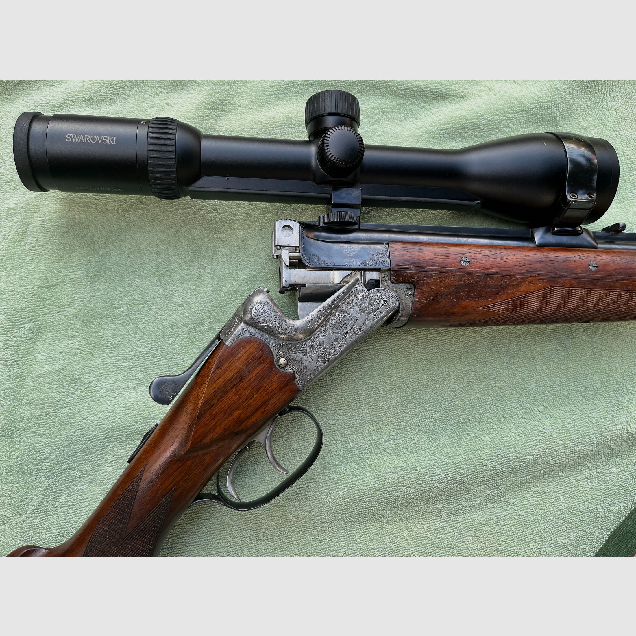Bockbüchsflinte MERKEL Suhl BBF 7x65R 20/76 Swarovski 3-12x50 Z4i come nuova, rara