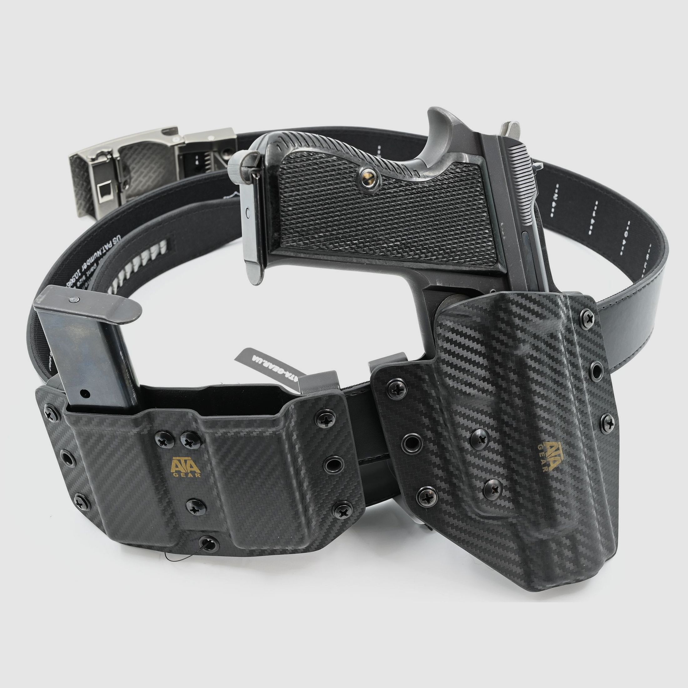 ATA Gear Double Pouch ver.1 Magazinehouder, Kydex “Carbon Fiber” voor SIG P210 Pistool, afbeelding 2 van 2