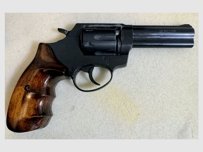 Röhm RG99 N / RG 99N blank firing revolver 9 mm R.K. PTB 597 with wooden grip & original packaging