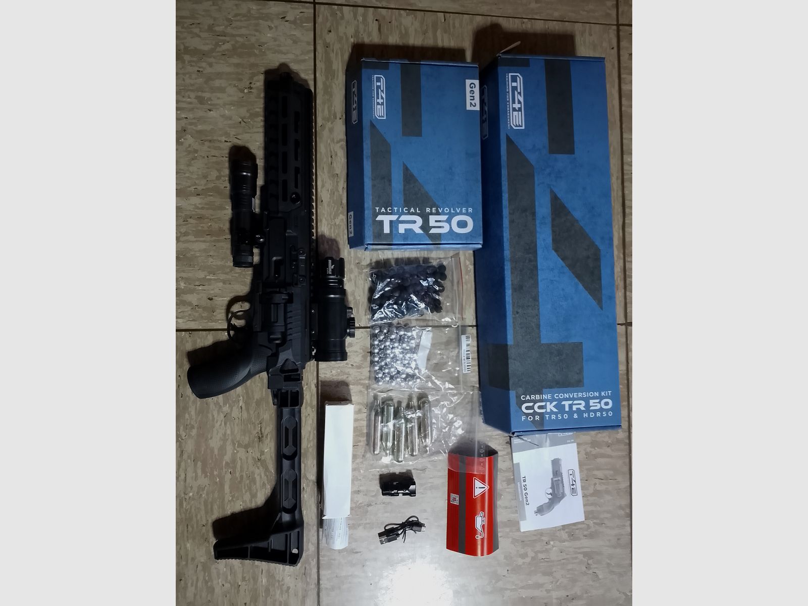 Neu T4E RAM HDR50  Tr50 gen2 + Carbine Conversion Kit+ Alu kugeln + Rubberballs .50 + Flashlight + CO2 Kapseln+ Visier Ovp 