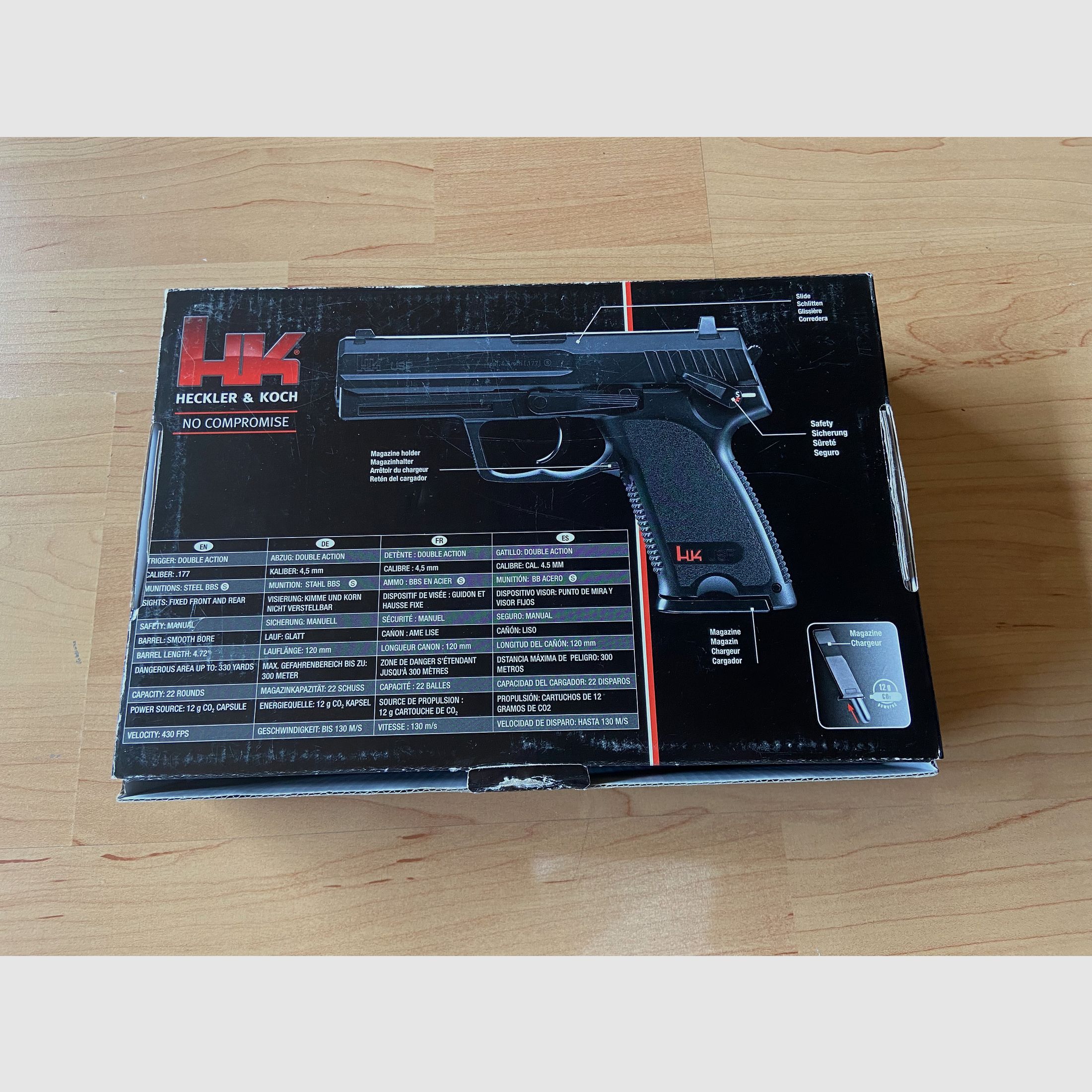 HK USP CO2 Pistole NBB + MP5 K-PDW CO2 GBB 4,5 mm Gebraucht