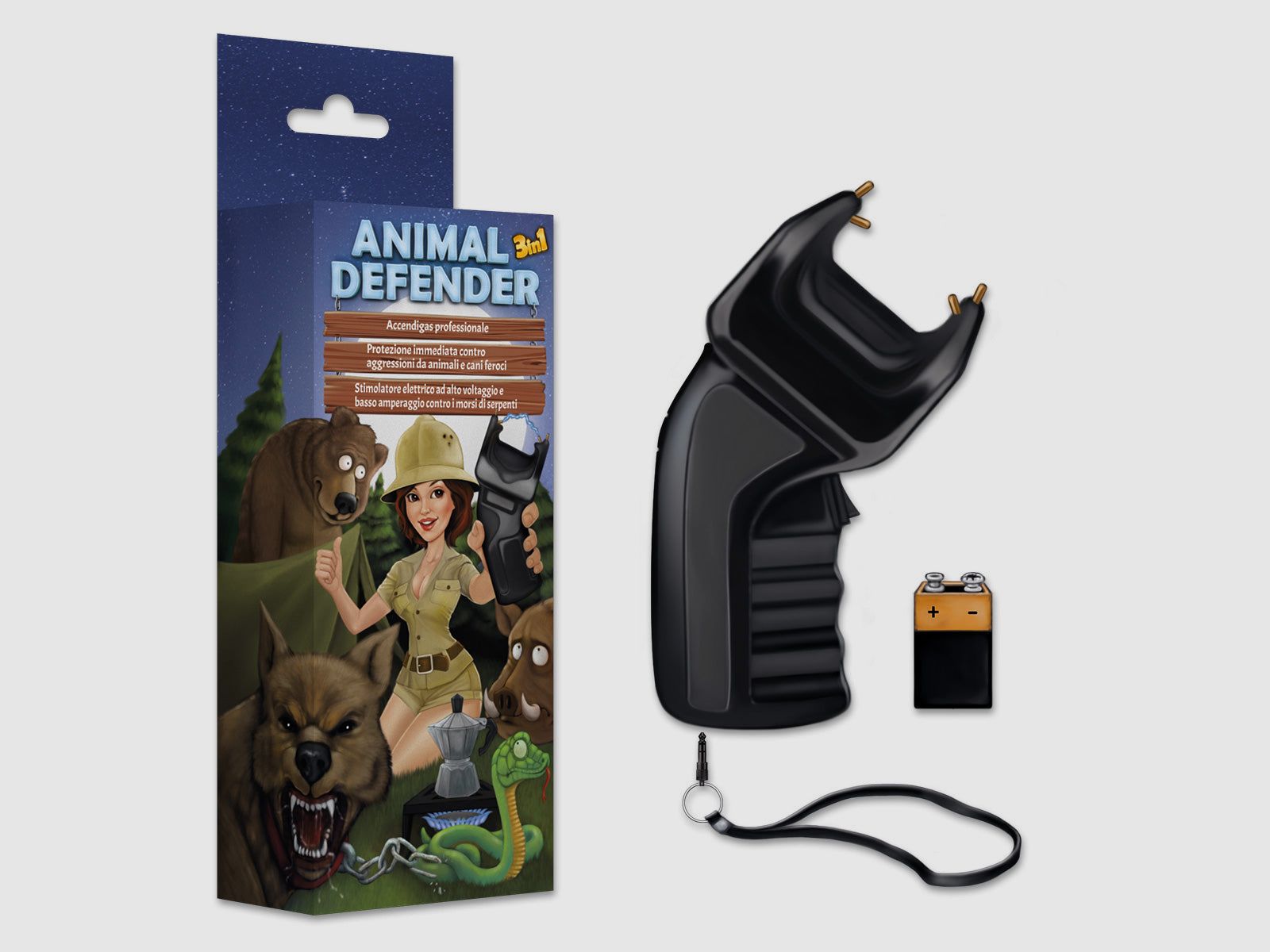 SYSTÈME DE DÉFENSE ANIMAL DEFENDER : BRIQUET+DISSUASIF+STIMULATEUR CONFORME CE